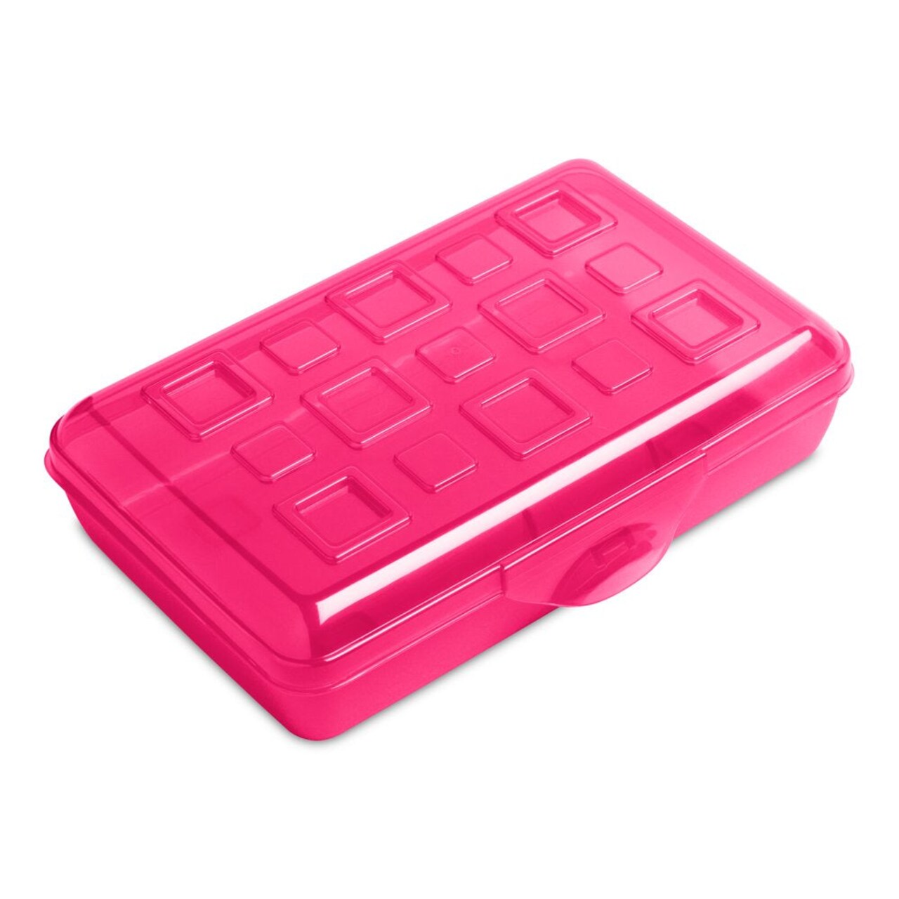 Sterilite Small Pencil Box Plastic, Neon Pink